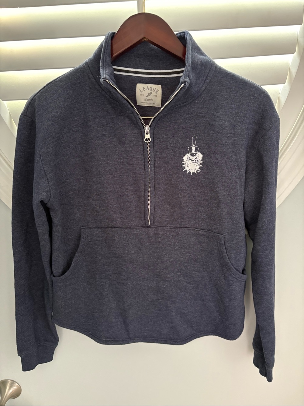 blue women’s League Brand quarter-zip The Citadel sweatshirt sz small